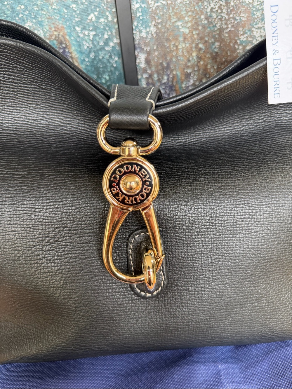 Dooney‎ & Bourke Classic Sorrento Logo Lock Sac Black Leather Hobo NWT - Picture 5 of 15